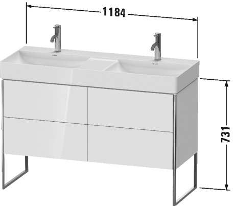 XS445609898 Тумбочка напольная XSquare #XS4456 1184 x 460 мм Темно-синий шелковисто-матовый лак Duravit - Вид №1