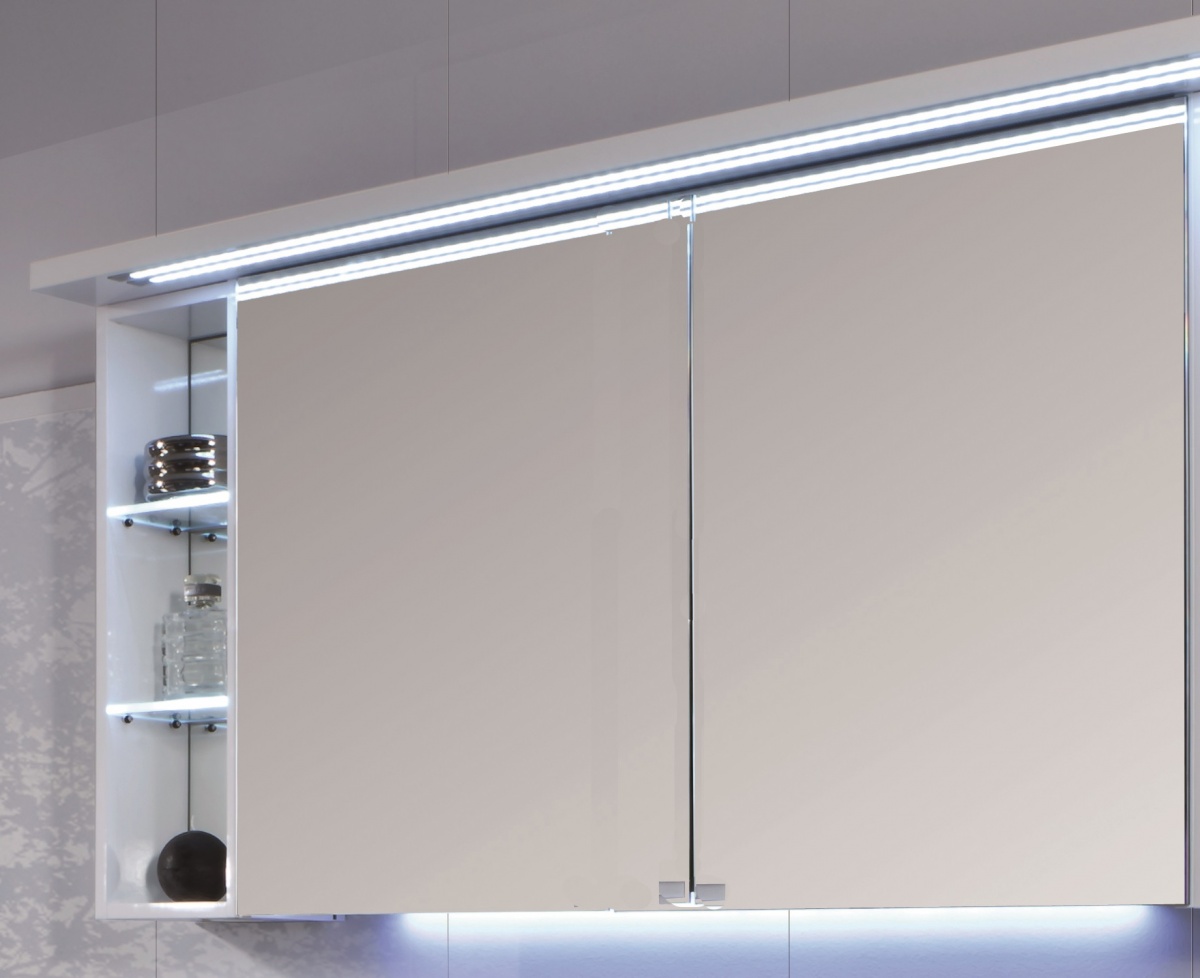 S2A43926L(184) Puris Crescendo, зерк. шкаф (2 двери) c LED подсветкой 900 мм левый, цвет дуб светлый