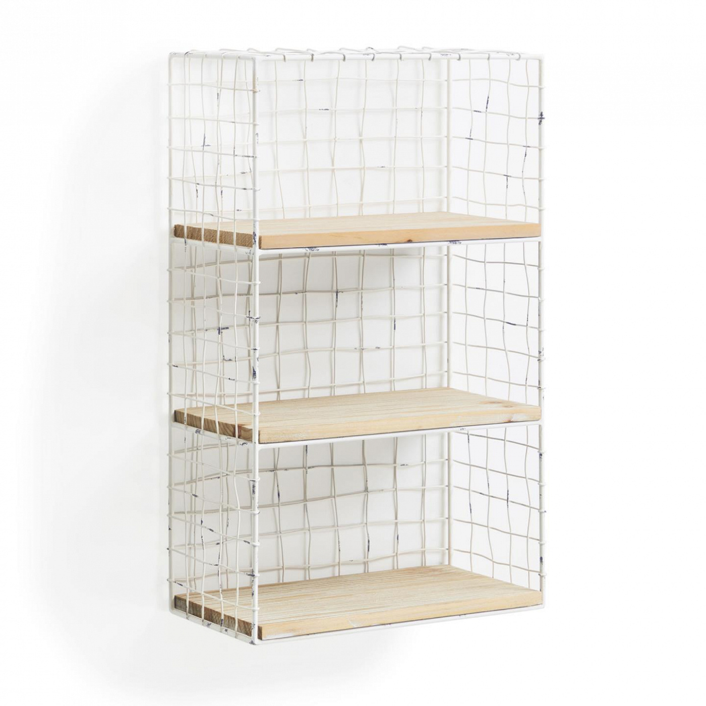 054438 Полка Delane металлическая белая, дерево La Forma Deland  - Вид №2