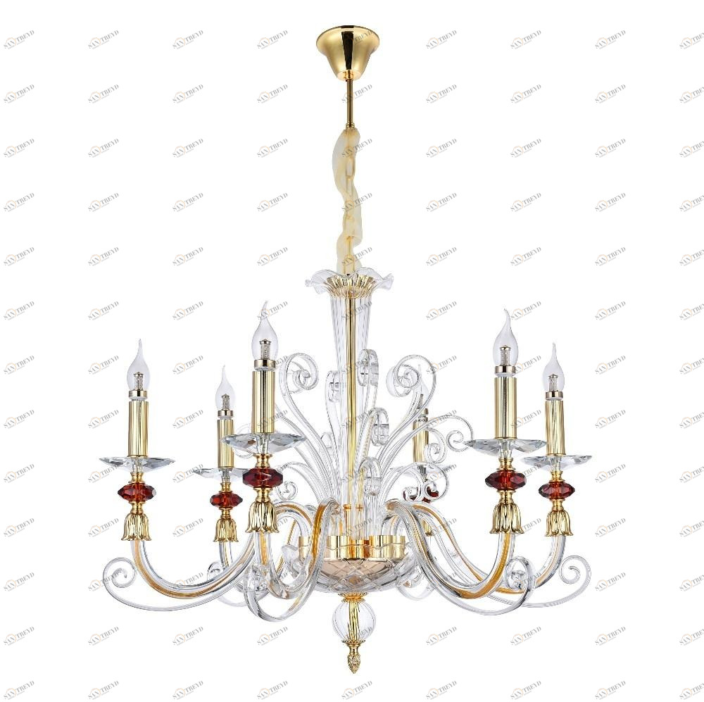 Подвесная люстра Crystal Lux Catarina SP6 Gold/Transparent-Cognac CRYSTAL LUX ДИЗАЙНЕРСКИЕ, CATARINA 108725 Золотой 