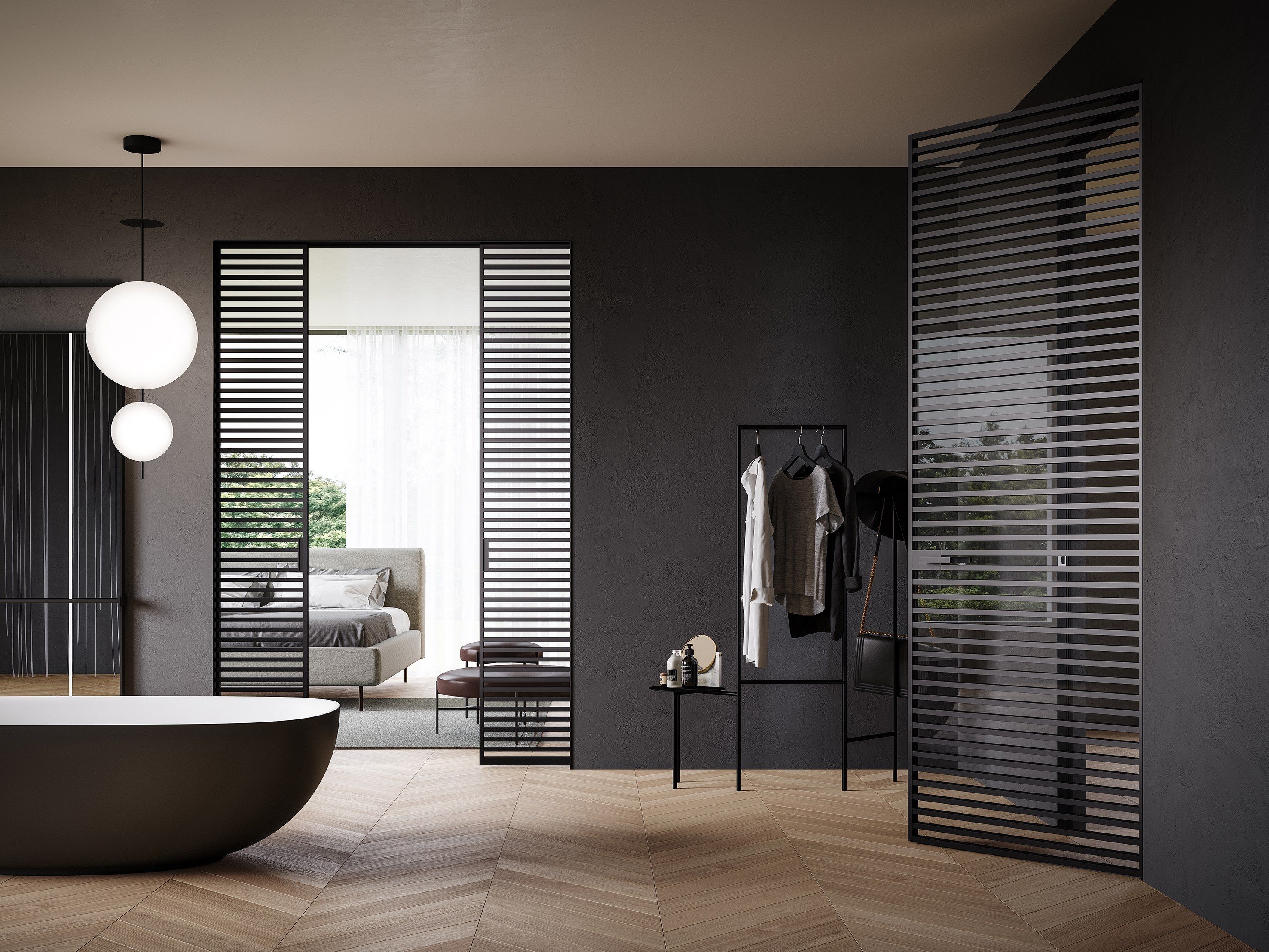 Стеклянная распашная дверь ADL Line ARCH-00147384 - Вид №1