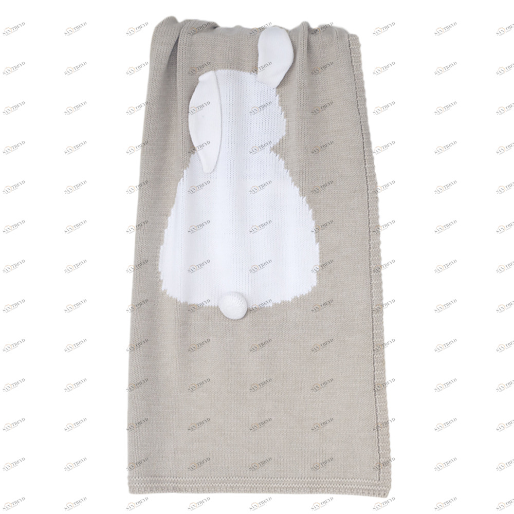 Плед ЗАЙКА 60*120 суровый лен+белый APERO ДИЗАЙНЕРСКИЕ, ЗАЙЦЫ, ЖИВОТНЫЕ 134574 Бежевый 