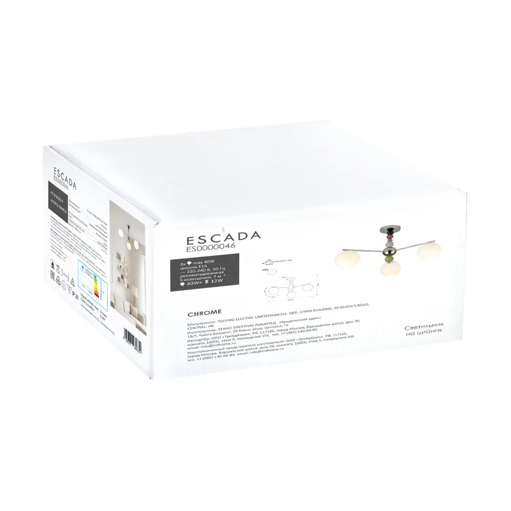 Люстра подвесная Opulence 3 лампы 7 м² цвет хром Escada STLM-2082767 - Вид №9