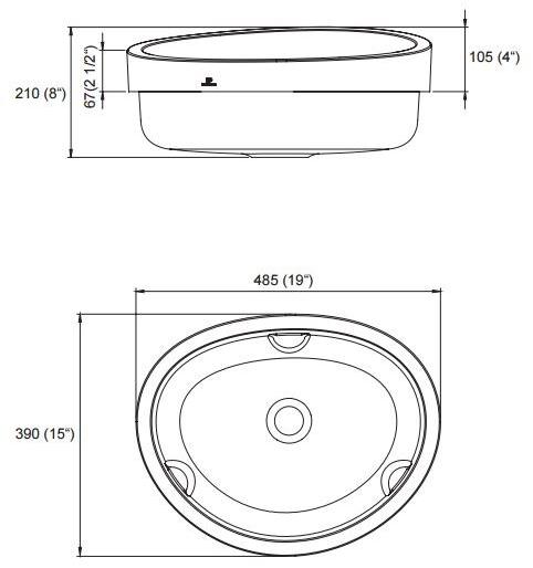 Встроенная раковина под столешницу овальная KRION ALMOND sun-id-1447739 - Вид №4