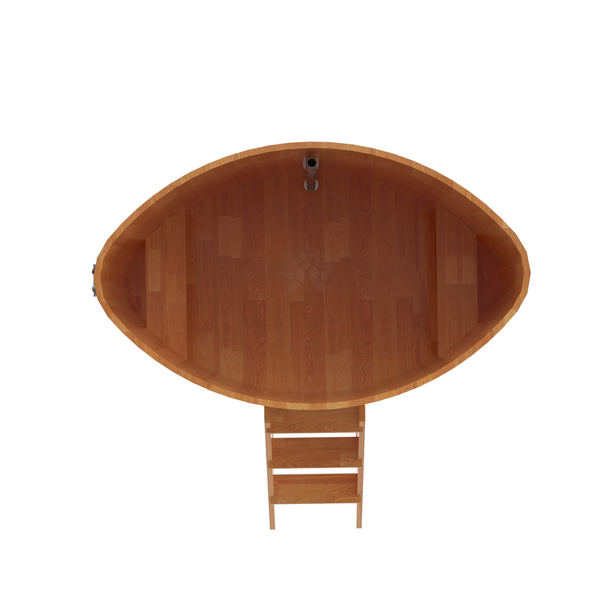 1543 Купель овальная из сращенных ламелей лиственницы 1,08х1,75х1,4 натуральная Alyarus  - Вид №4