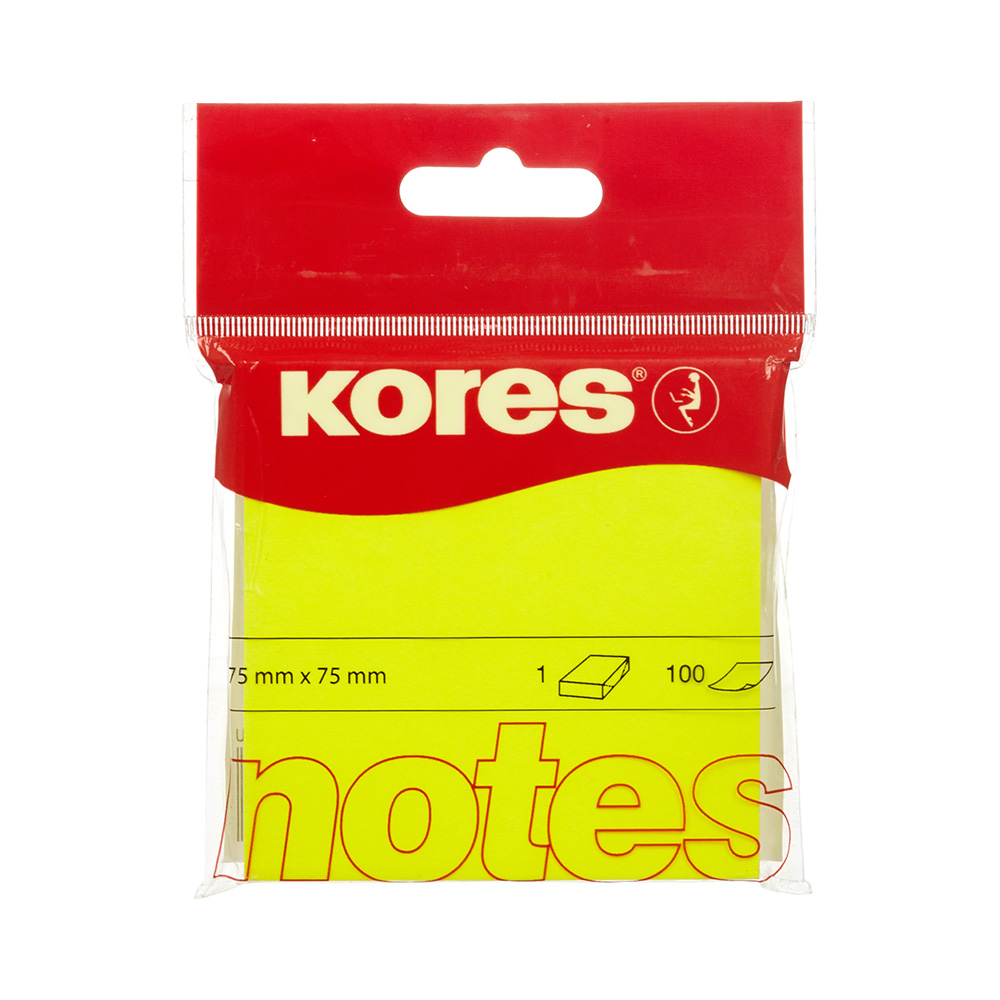 330460 Бумага для заметок желтая в блоке ( 7.5х7.5 см) 100 л. неоновая Kores 