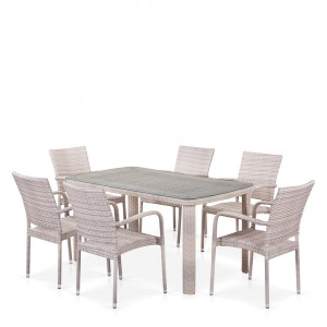 T51A/Y376-W85-150x85 6Pcs Latte Комплект плетеной мебели Afina