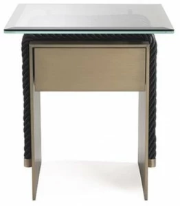 Gianfranco Ferré Home Прямоугольная тумбочка из латуни и стекла с ящиками Glasgow