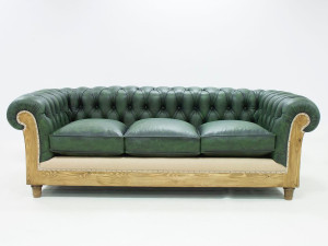 3-местный кожаный капитонный диван