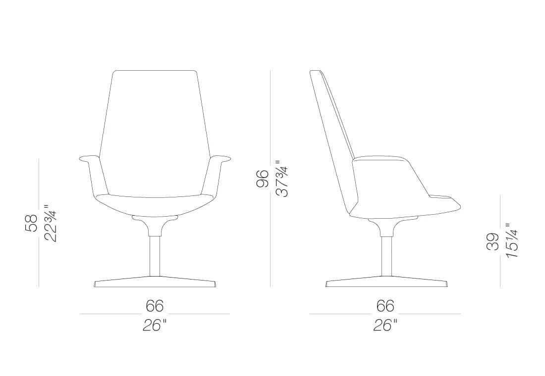 4 спицы подлокотник ткань операционный офис стул Lapalma один ARCH-00030729 - Вид №13