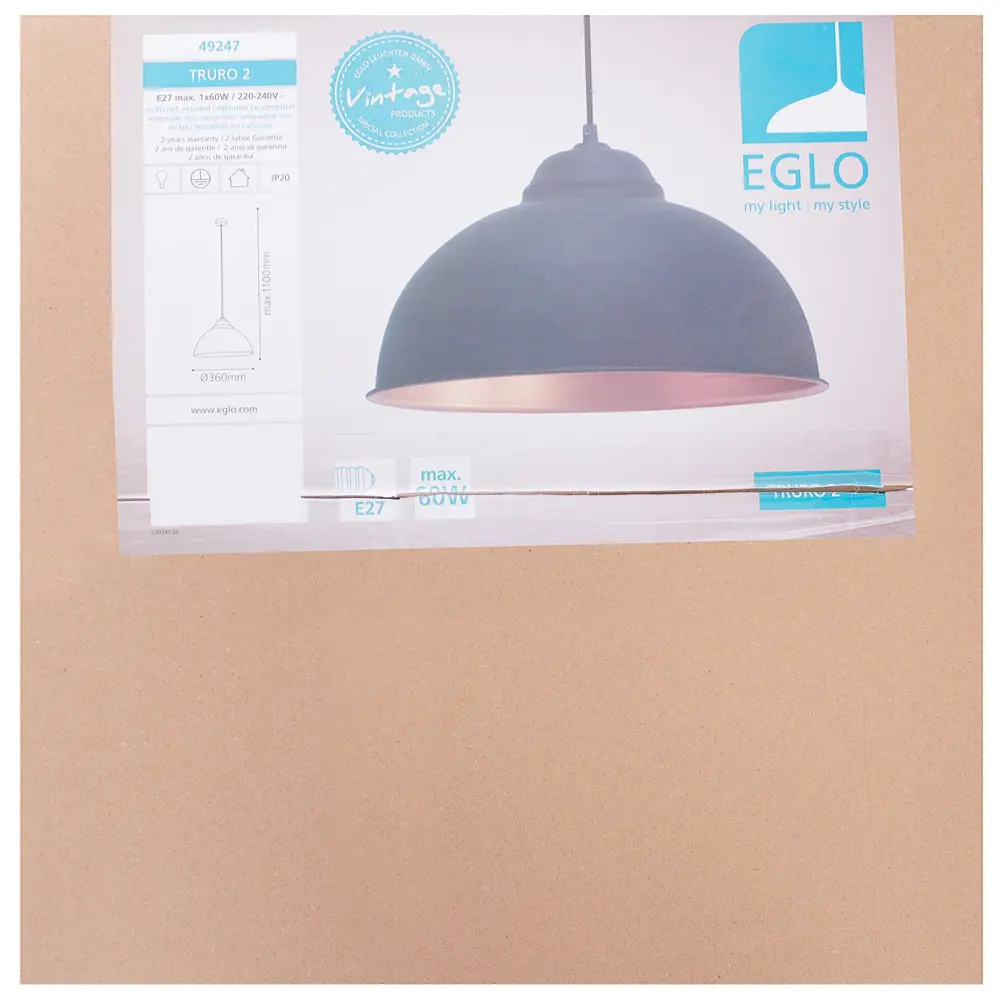 Подвесной светильник Eglo «Truro»-2» 1xE27x60 Вт, цвет чёрный/медный STLM-2184013 - Вид №6