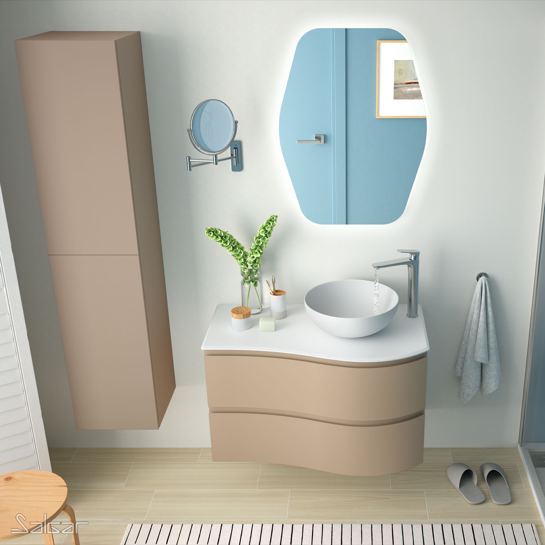 83861 SALGAR Подвесная тумба MAM 900 MACCHIATO left 2 металлических ящика с soft close 897 x 540 x 505 мм Макиато  - Вид №1