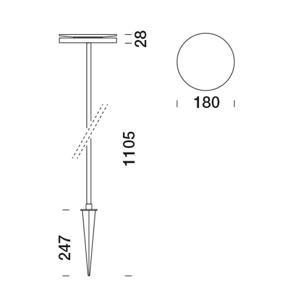 9402216 Мобильный светильник Platek CHIODO Picchetto (mobile)  CHIODO h. 1100 mm - LED 3000K 93°  - Вид №21