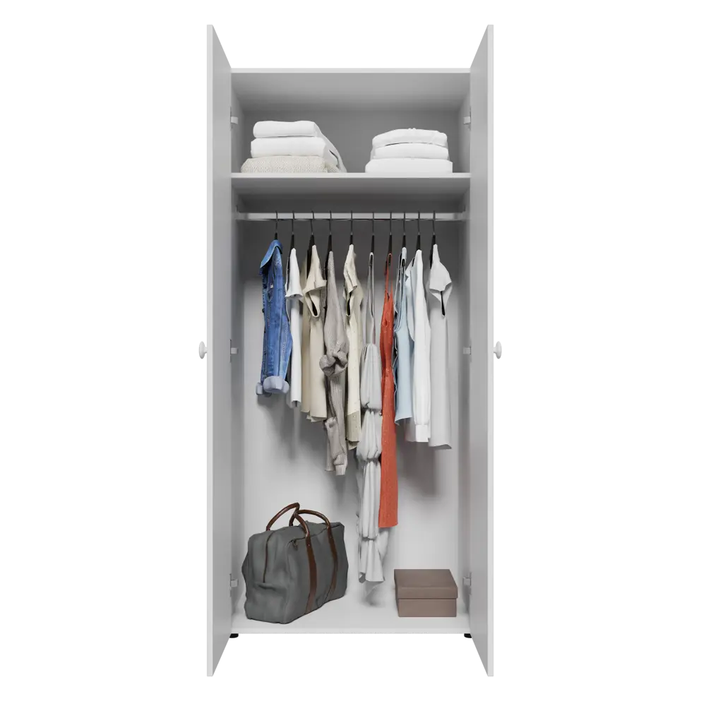 Шкаф распашной Белое солнце с 2 дверями 81x176.7x50.8 см ЛДСП цвет белый STLM-2081870 - Вид №9