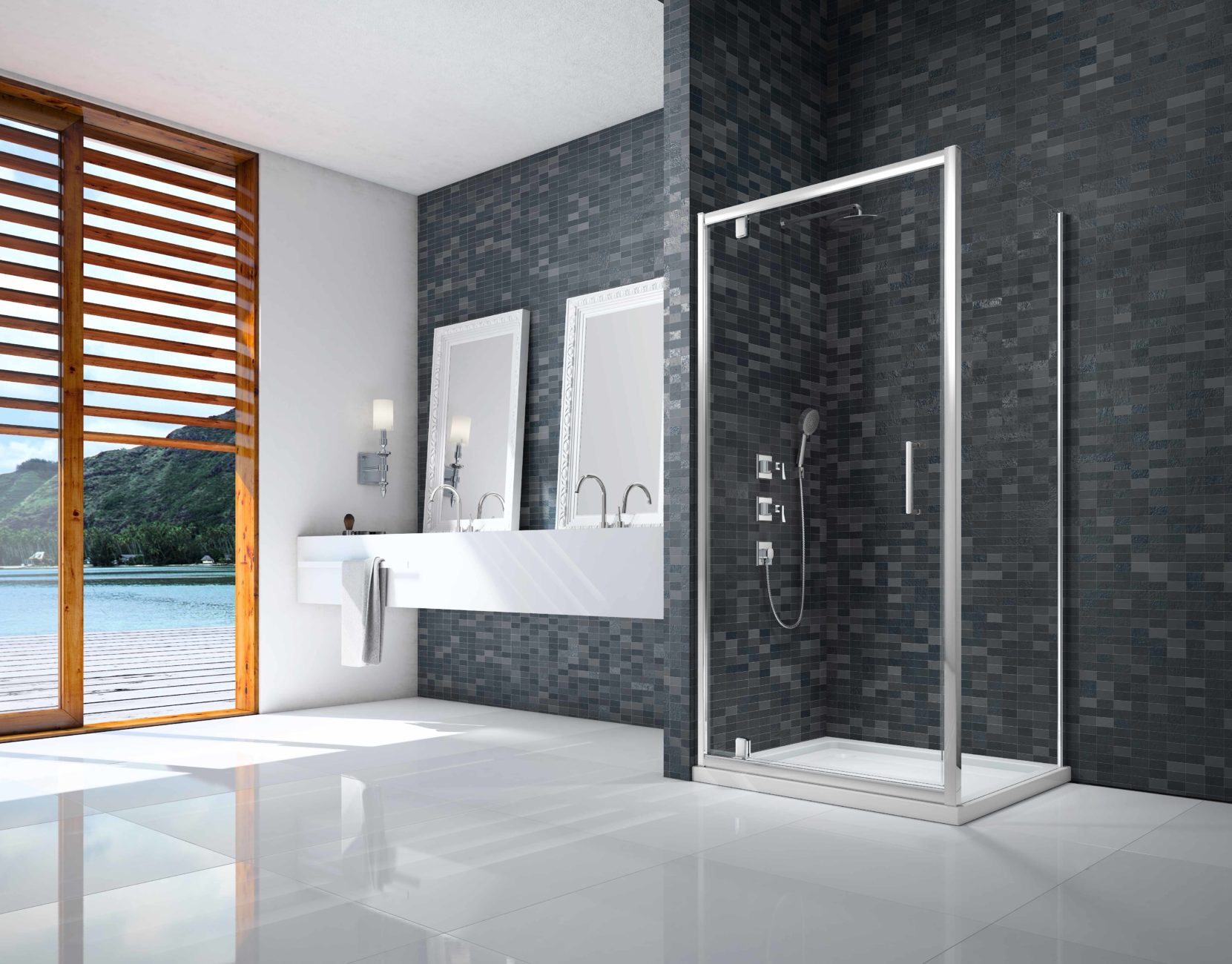 Дверь в нишу DWH06B0 Merlyn Ionic Хромированный  - Вид №1