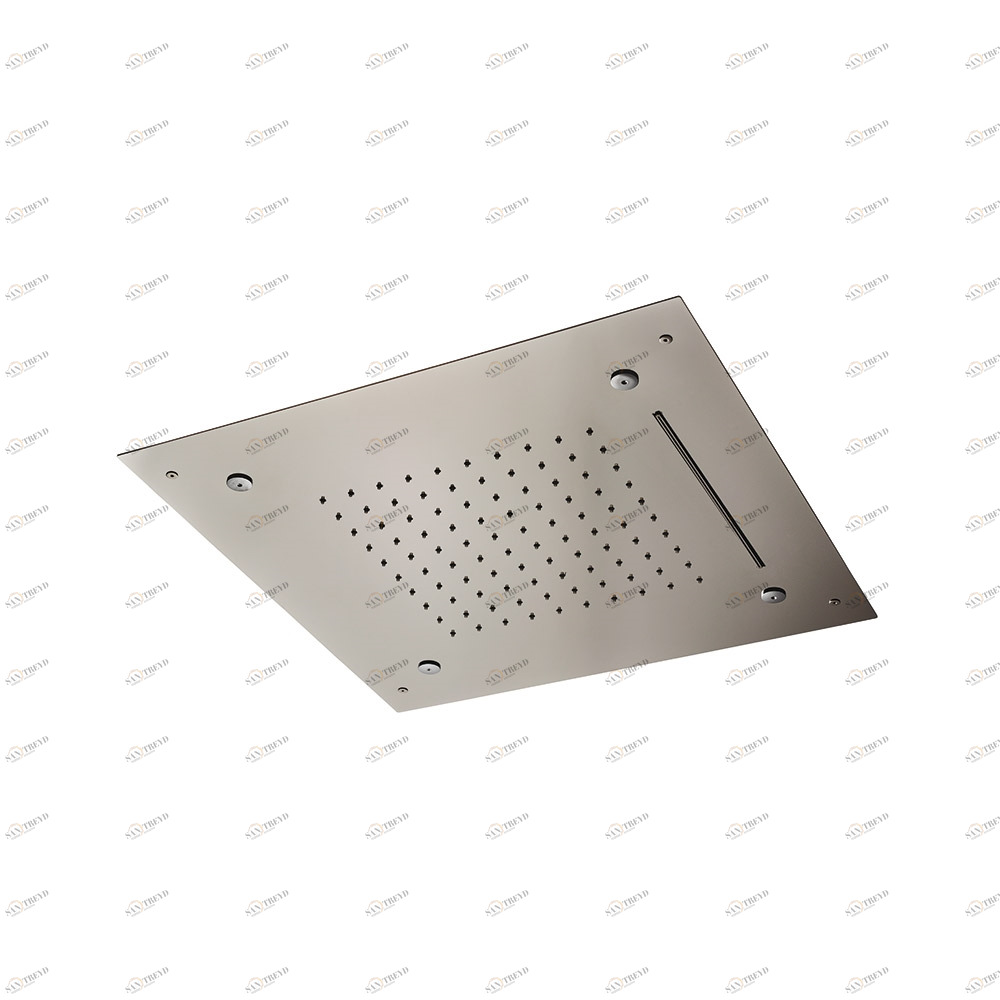 Скрытый верхний душ квадратной формы из нержавеющей стали со струей дождя, водопадом и распылителем.  NEWFORM Италия 70010