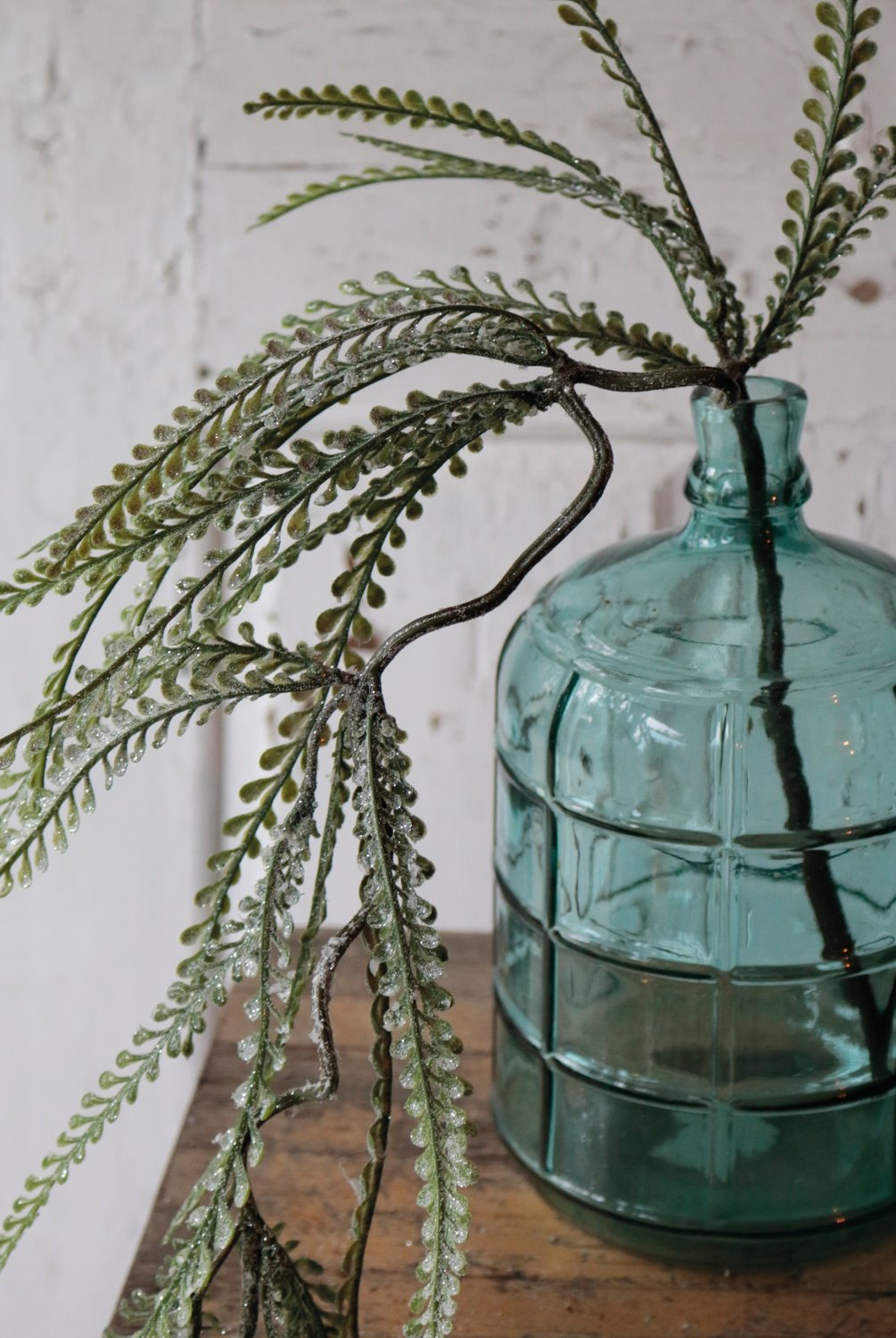 1193 819 a3 Папоротник подвесной искусственный, со снегом, 111 см, матовый зеленый H-andreas  - Вид №1