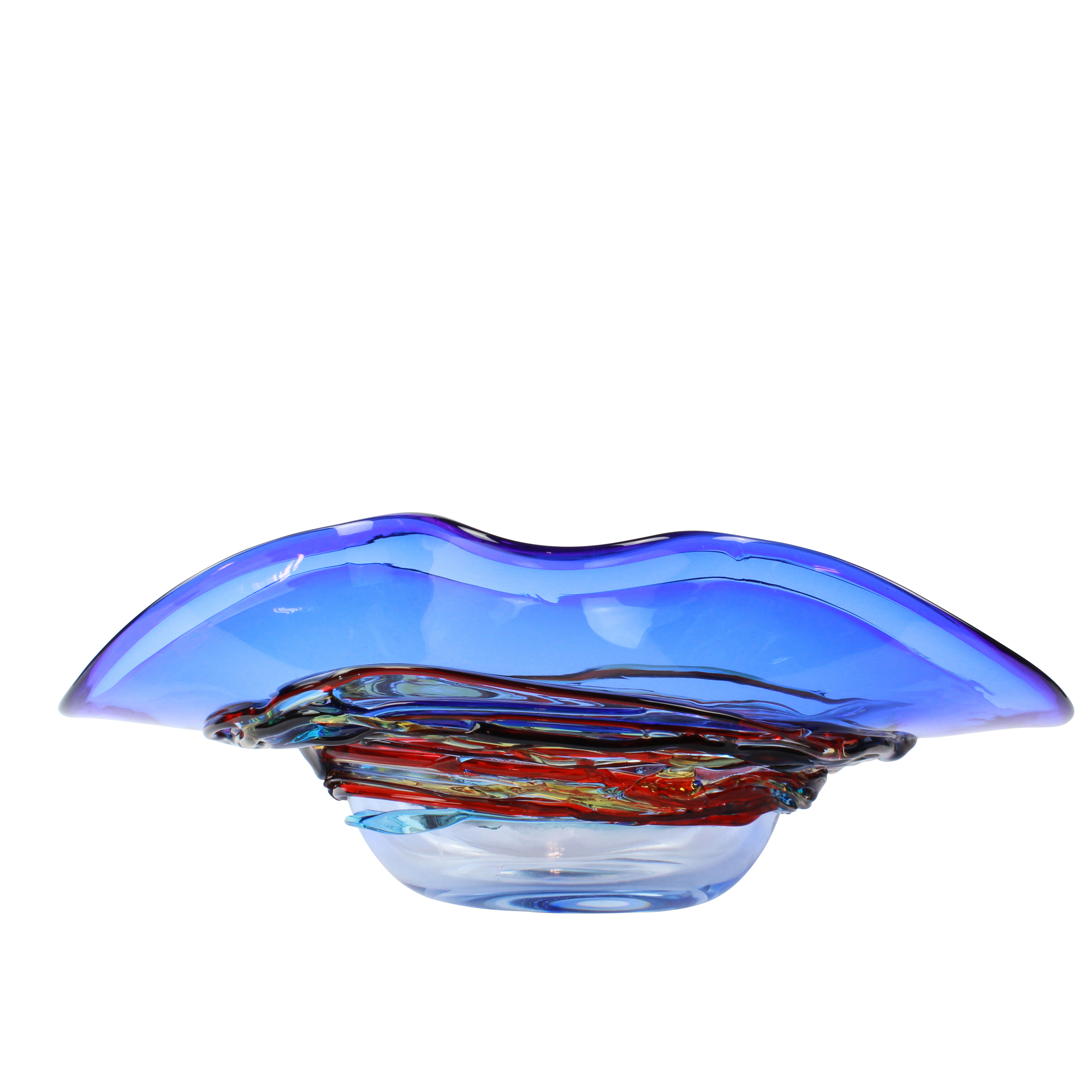 582 ORIGINALMURANOGLASS Декоративная чаша Сомбреро - синяя - муранское стекло OMG 40 см  - Вид №1