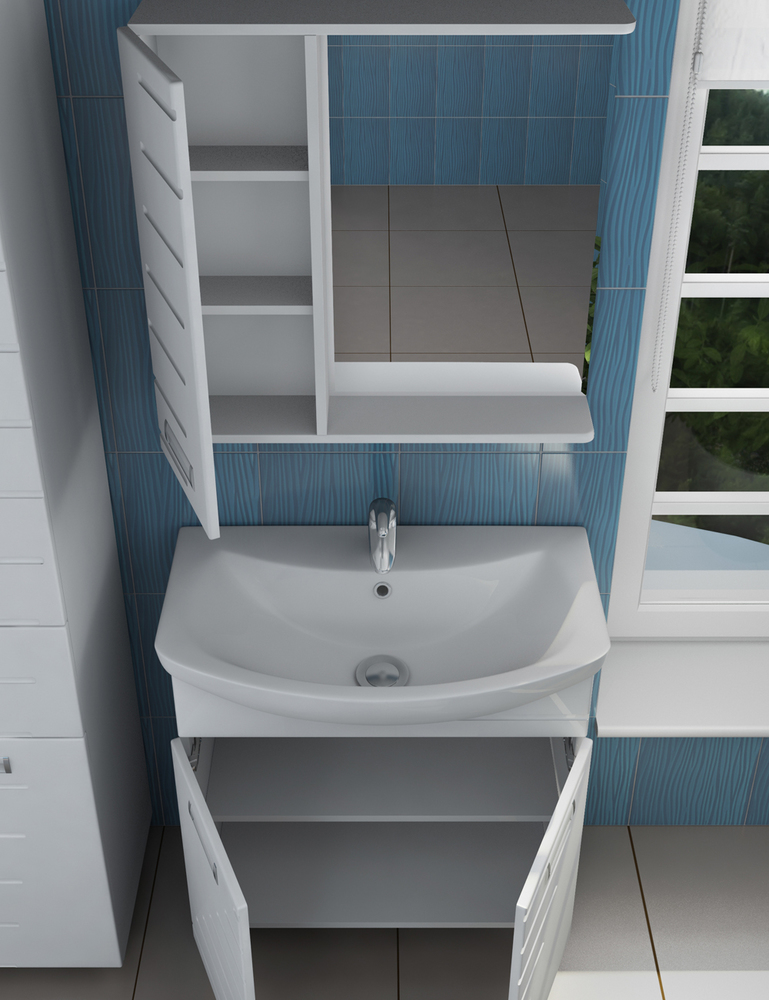 Зеркало Diana 700 левый со спотом700⨉150⨉700 мм белый VIGO sun-id-665298 - Вид №2