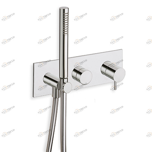 CRITV603 Внешние части смесителя для ванны и душа для CRICS100 (правая сторона) - CRICS101 (левая сторона) с переключателем на 3 выхода, ручным душем с защитой от известкового налета, гибким шлангом LONG LIFE Cristina Rubinetterie 