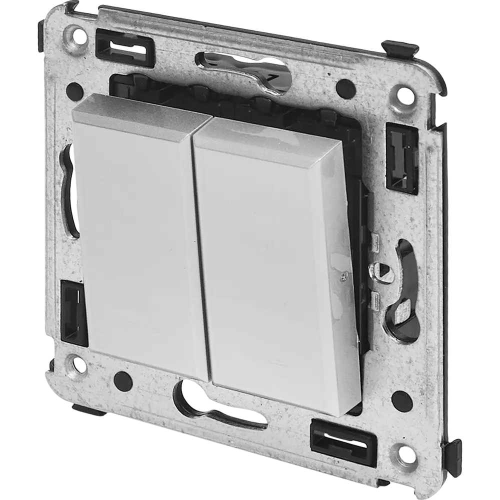 Выключатель встраиваемый DKC Avanti 2 клавиши цвет закаленная сталь STLM-2046161