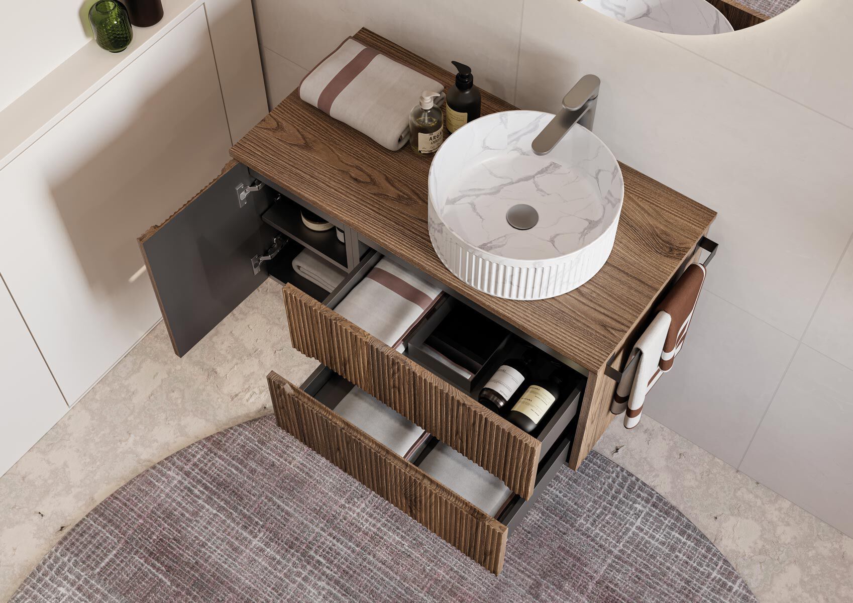 Деревянный подвесной туалетный столик с зеркалом с ящиками LEGNOBAGNO Verso ARCH-00108308 - Вид №2