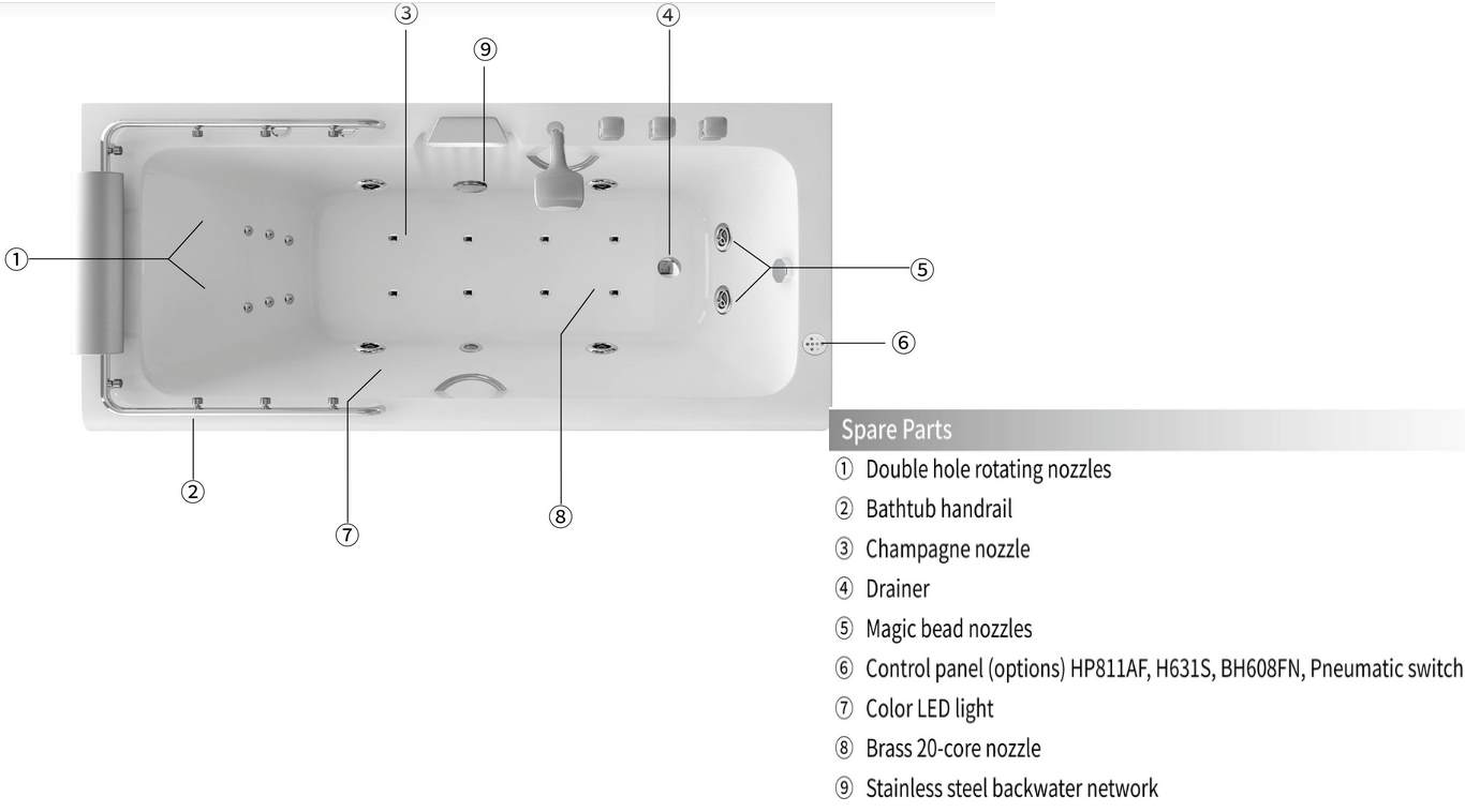 WU0823 Ванна гидромассажная SSWW WU - Вид №10