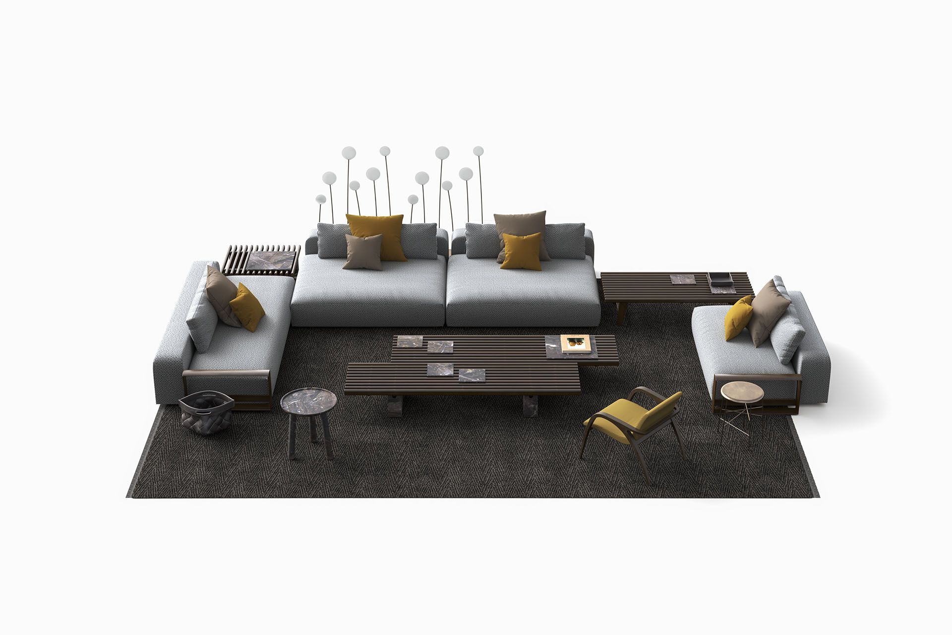 Низкий садовый столик из красного дерева и мрамора Exteta Panarea ARCH-00090767 - Вид №19