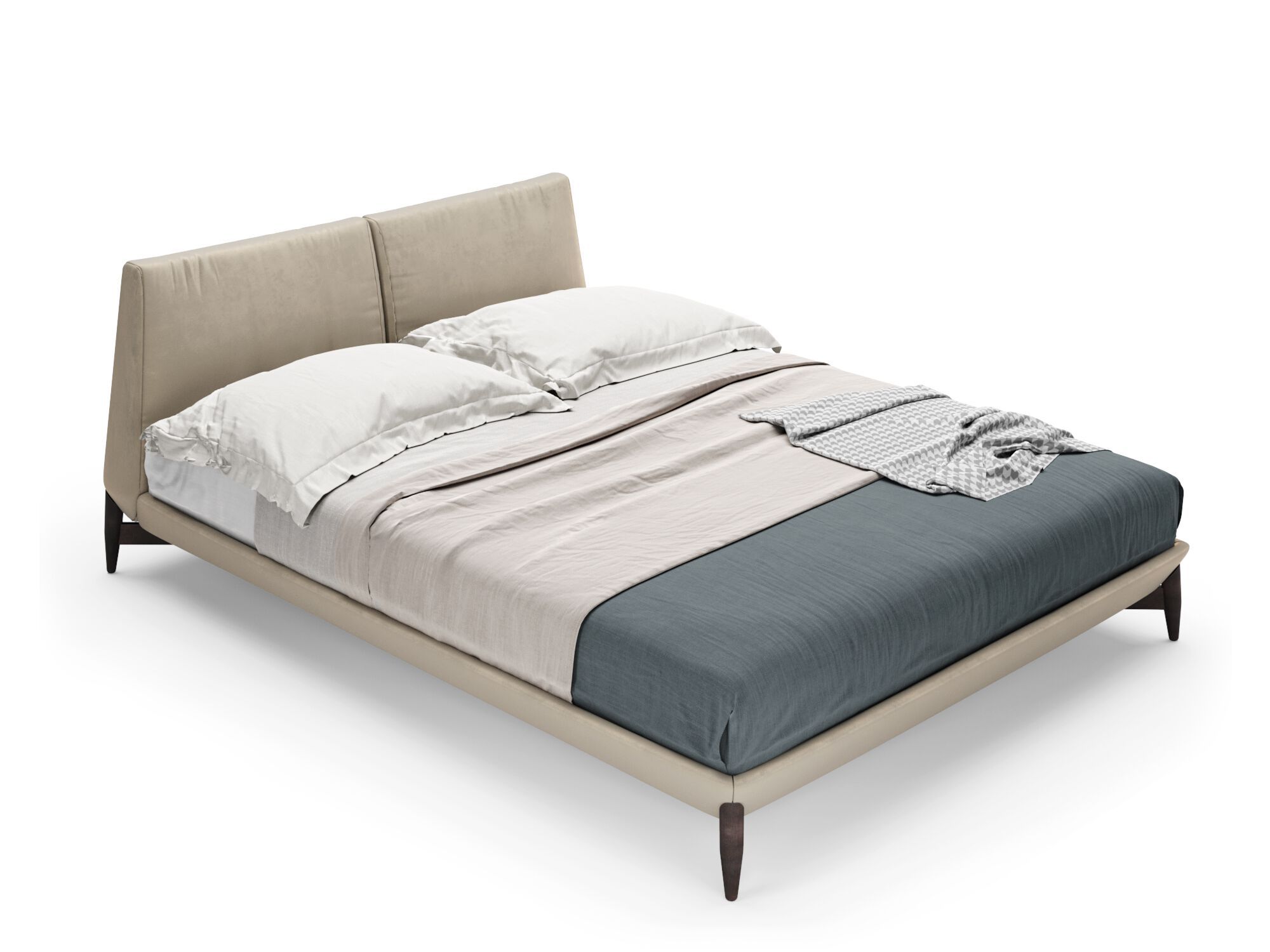 Деревянная двуспальная кровать с мягким изголовьем PRADDY Natur ARCH-00029611 - Вид №1