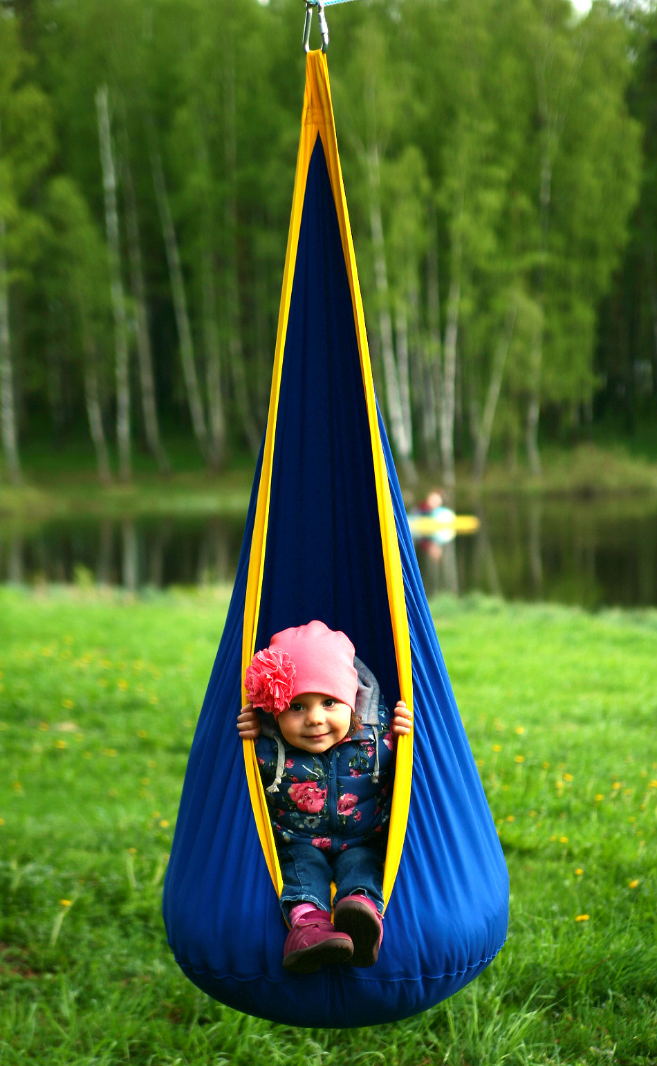 Подвесное кресло-кокон сине-желтое ПОКАЧАЙКА  326709 Синий Santreyd  - Вид №10