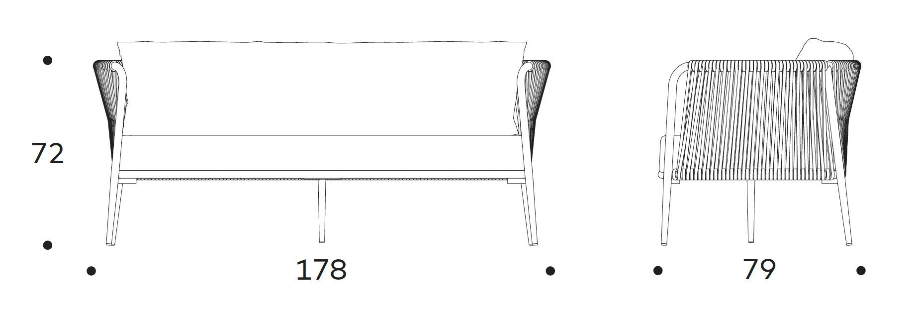 2-местный технический тканевый садовый диван Nodo Italia Eva ARCH-00120463 - Вид №8