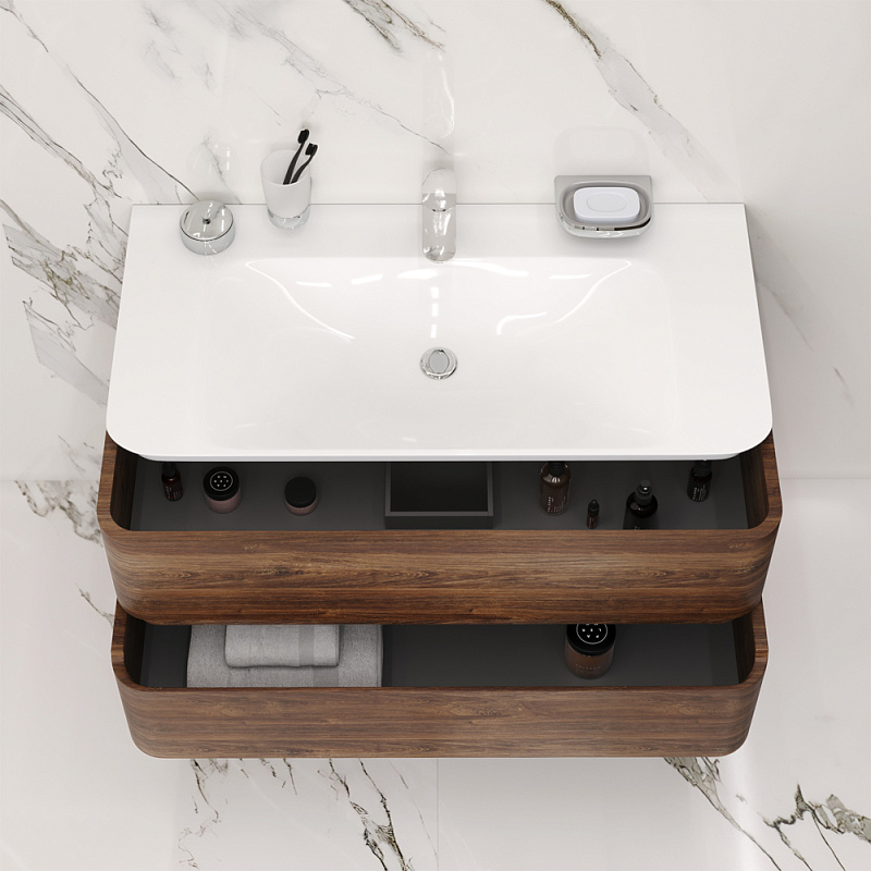 M30FHX1002NF База под раковину подвесная 100 см ящики орех текстурированная шт AM.PM Sensation - Вид №1