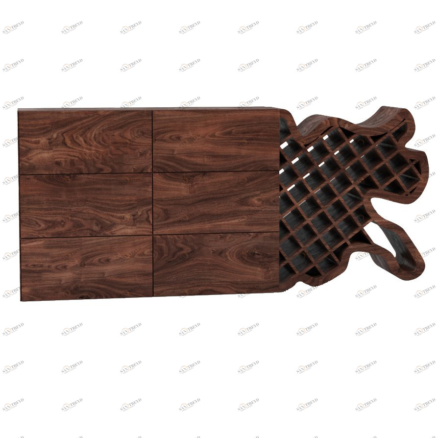 Комод с 6 ящиками и полками для вина орех "Пень решетка-винница" от Odingeniy ODINGENIY ДИЗАЙНЕРСКИЕ, КОМОДЫ "ПЕНЬ" ОТ ODINGENIY 178428 Коричневый;орех 