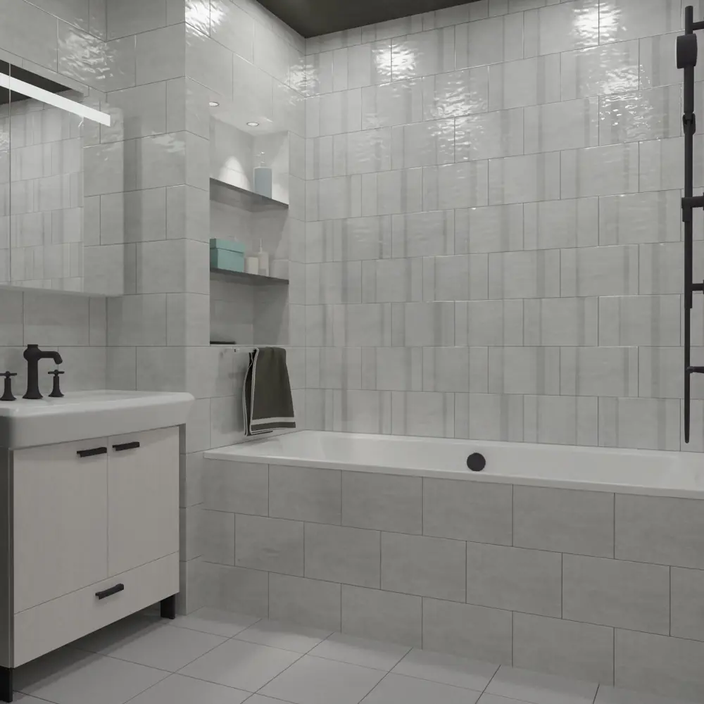 89232603 Плитка настенная Нефрит-Керамика Театро 30x20 см 1.2 м² глянцевая цвет серый STLM-1351067 - Вид №5