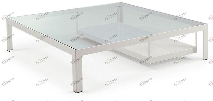 B&B Italia Project Низкий квадратный стеклянный журнальный столик с газетницей Progetto 1 sun-id-1349743