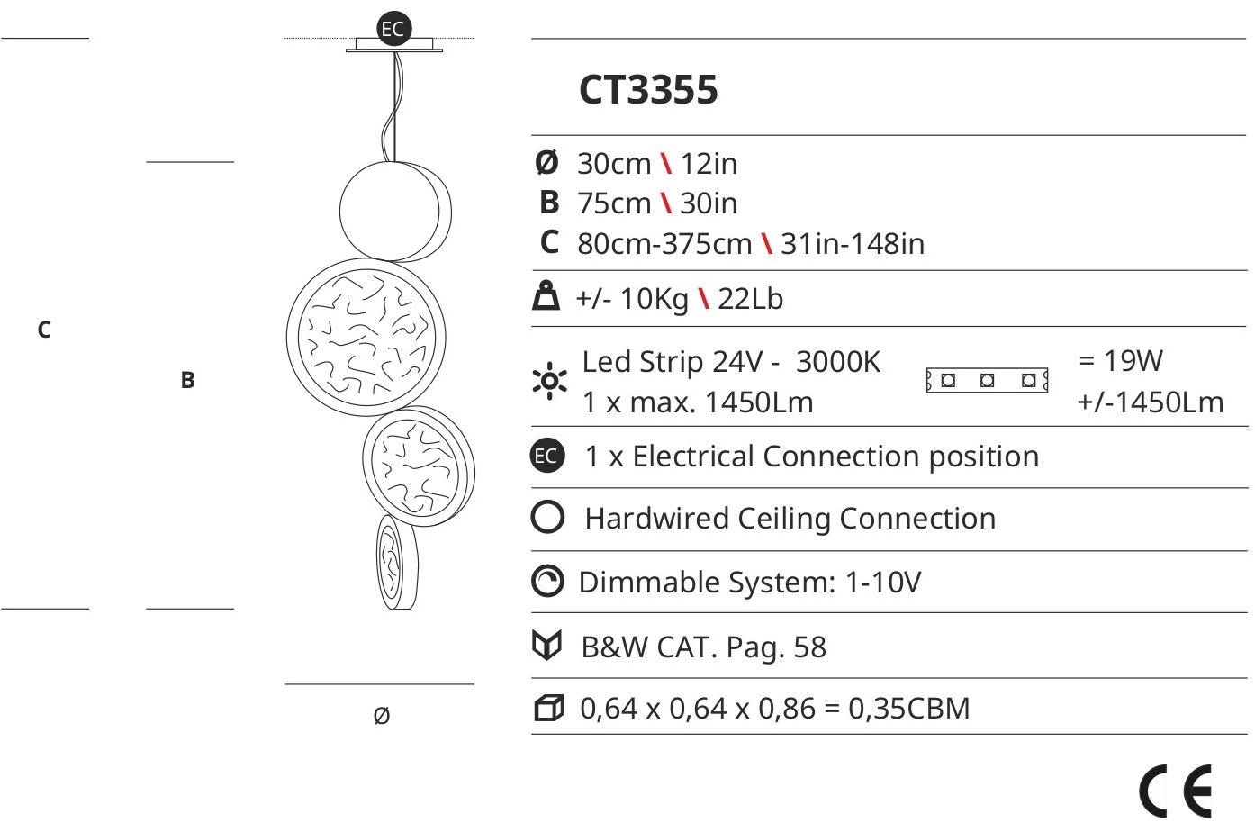 Serip Подвесной светильник из бронзы ручной работы Luna Ct3355 - Вид №1