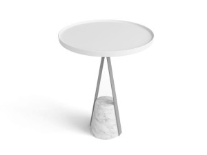 Круглый стол из твердой поверхности с основанием из каррарского мрамора