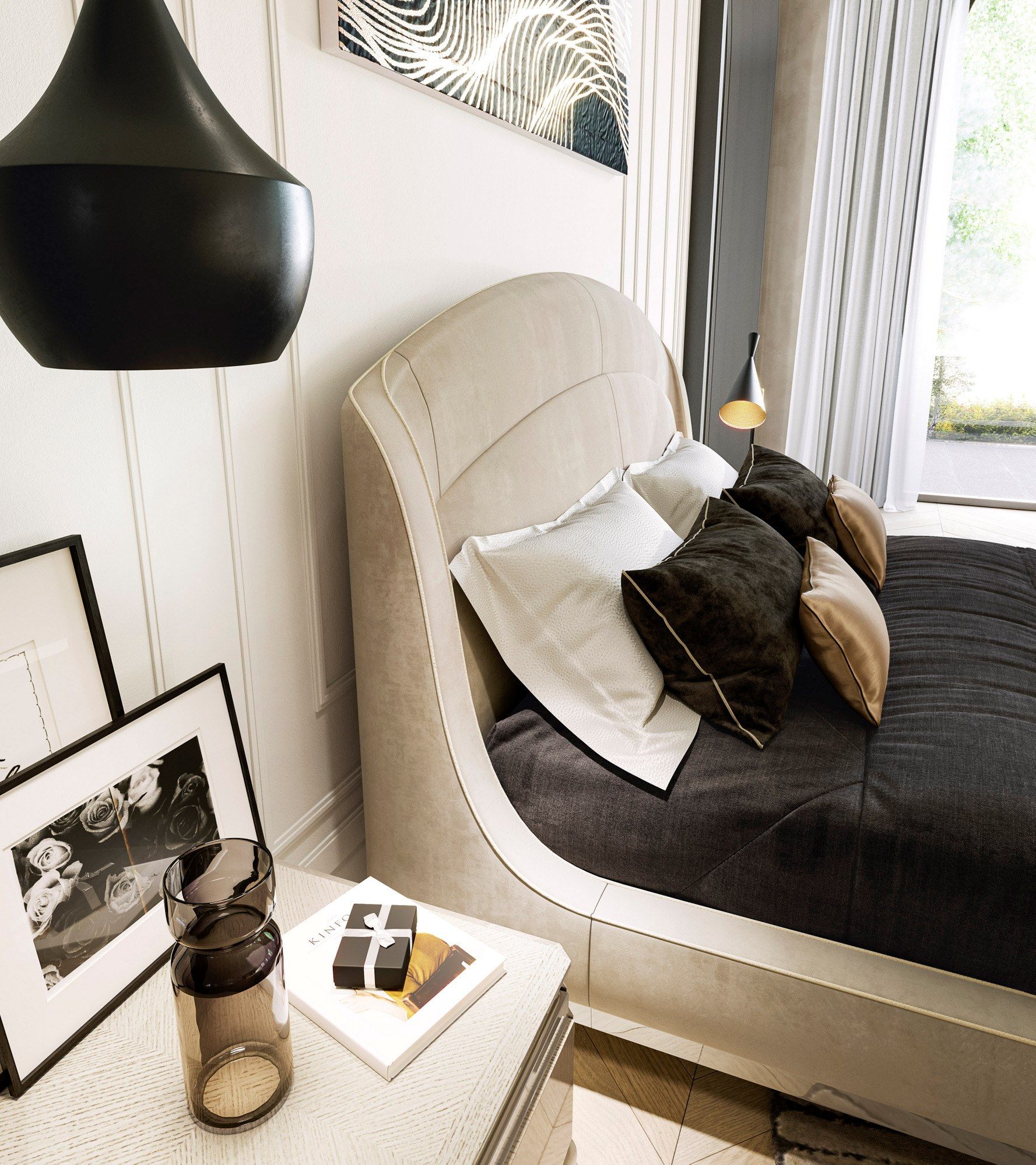 Кожаная двуспальная мягкая кровать A.R. Arredamenti Victor ARCH-00021655