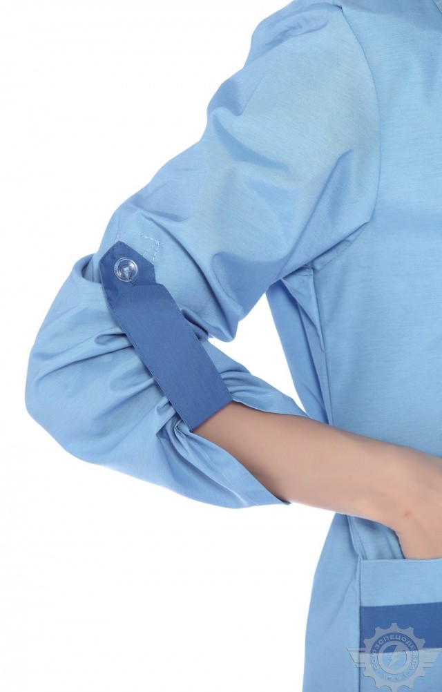 61730 Халат "Радуга" длинный рукав голубой  Одежда для обслуживающего персонала  размер 44 Спецодежда  - Вид №5