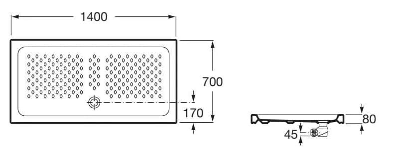 Керамический нескользящий прямоугольный поддон для душа Roca ITALIA 3740H ARCH-00093208 - Вид №6