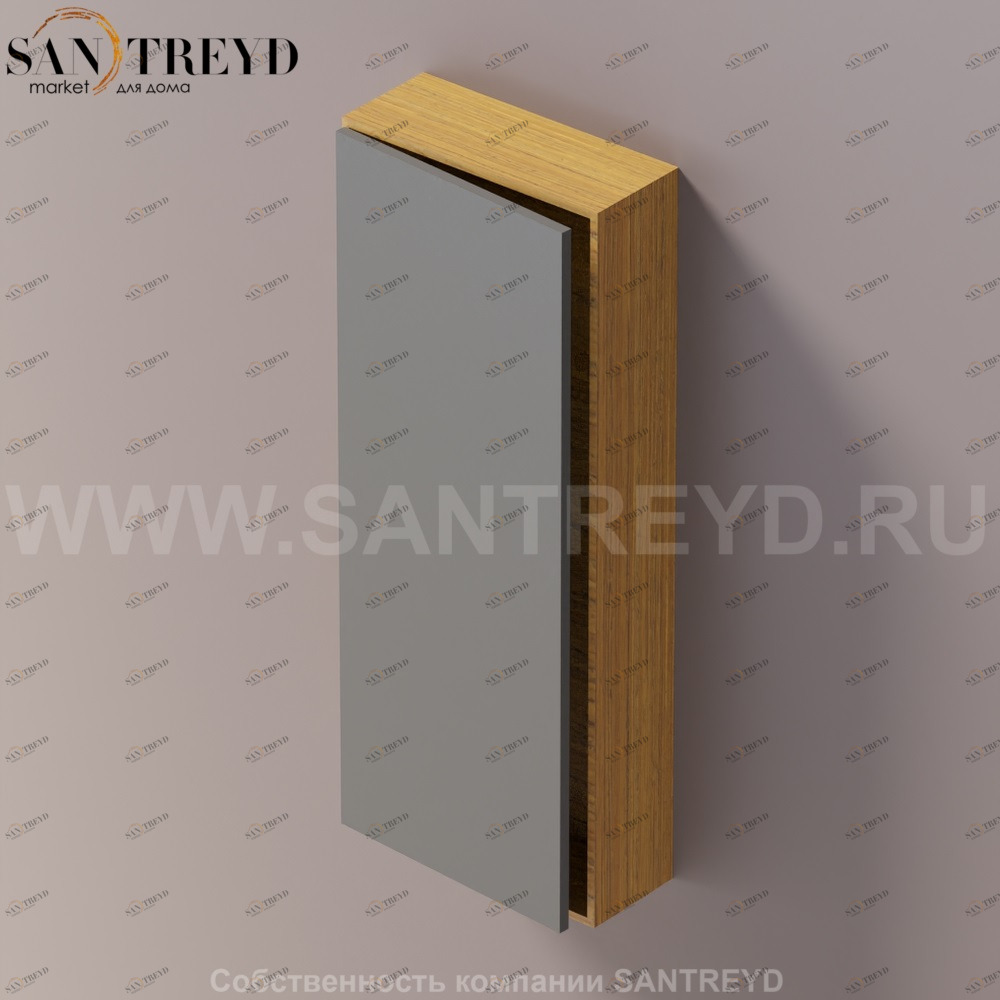 LIFT Модульный шкаф 100 см с левой дверью на доводчиках. Модули могут располагаться горизонтально и вертикально. Отделка: тик и темно-серая краска. AMOB053LGPTSX Agape