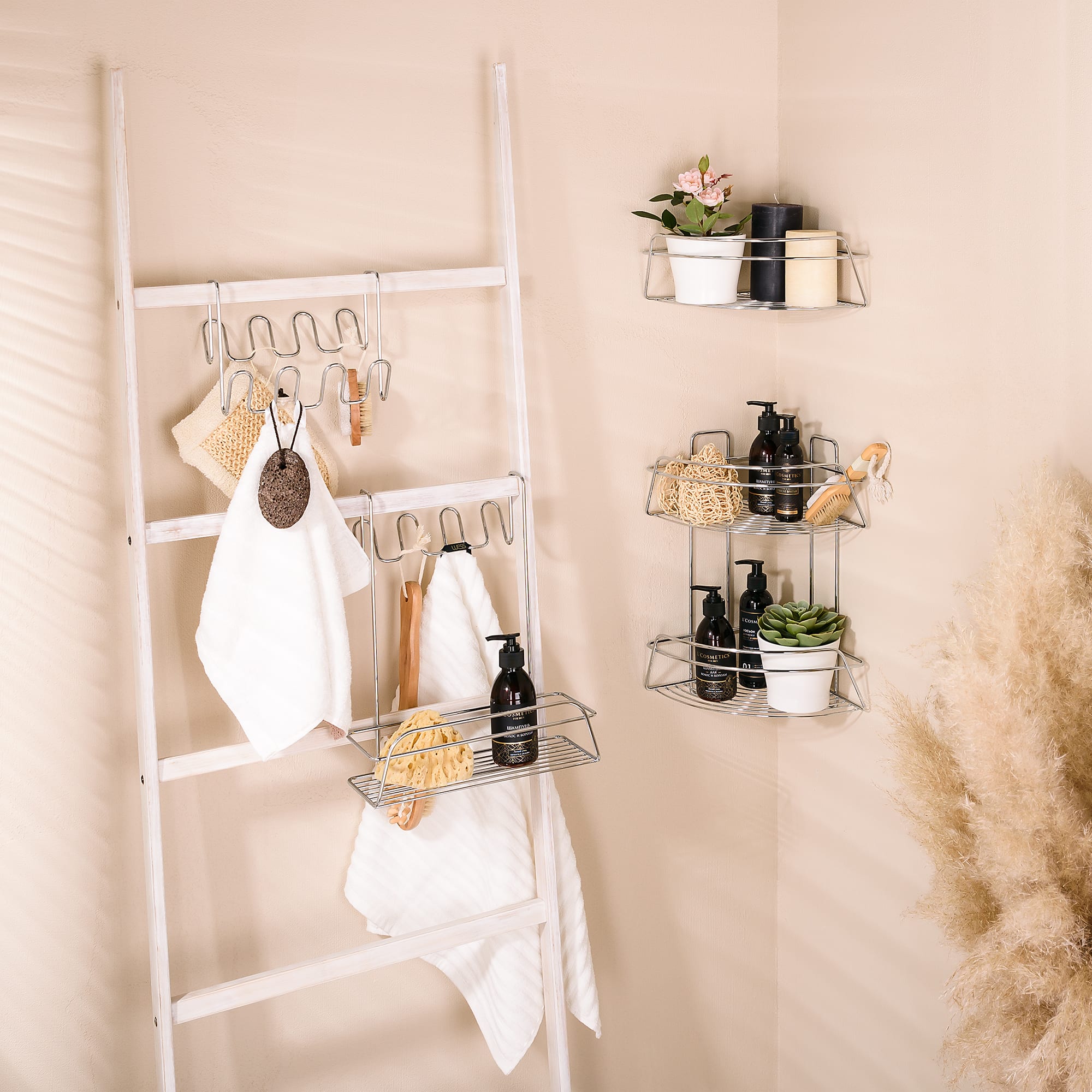 82484978 Полка двухъярусная угловая 22х22х37.5 см цвет хром Модилус Santreyd  - Вид №4