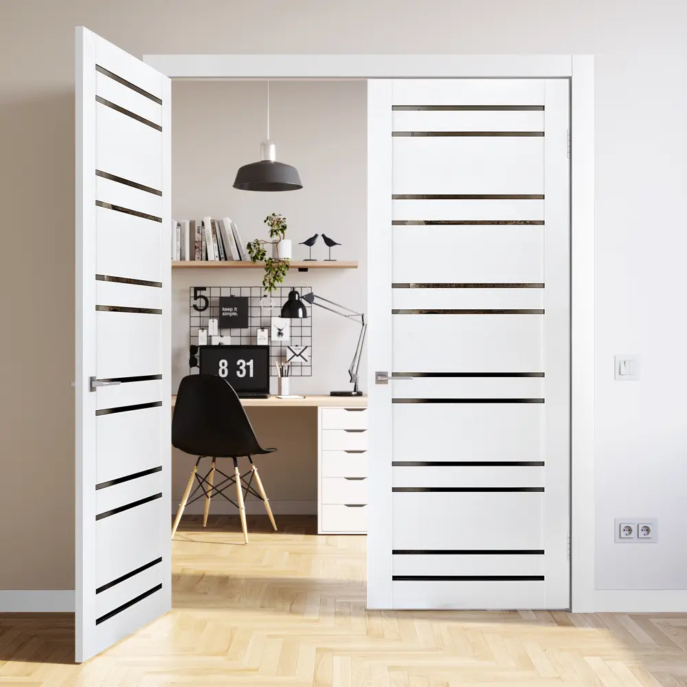 Комплект двери Artens Уна со стеклом 60x200 см Hardflex белый без доборов STLM-2137350 - Вид №3