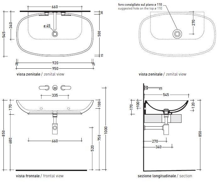 Nuda 5083 Подвесная раковина настенная овальная Ceramica Flaminia Nuda белая - Вид №3