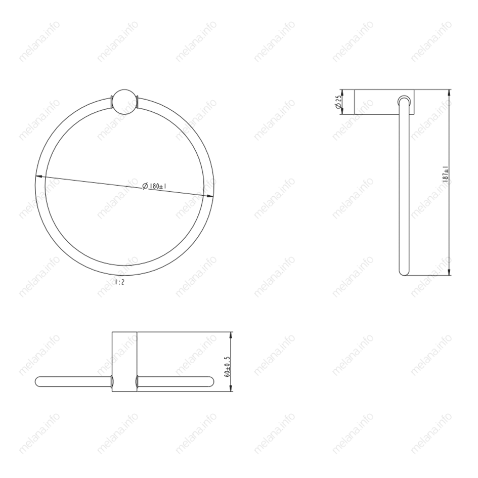 Держатель для полотенца MELANA сатин хром MLN-865009 865 серия - Вид №1