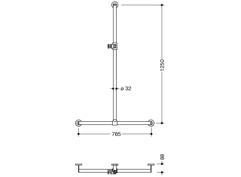900.35.40040 Поручень для душа с выдвижным держателем для душа HEWI Greifen  - Вид №1