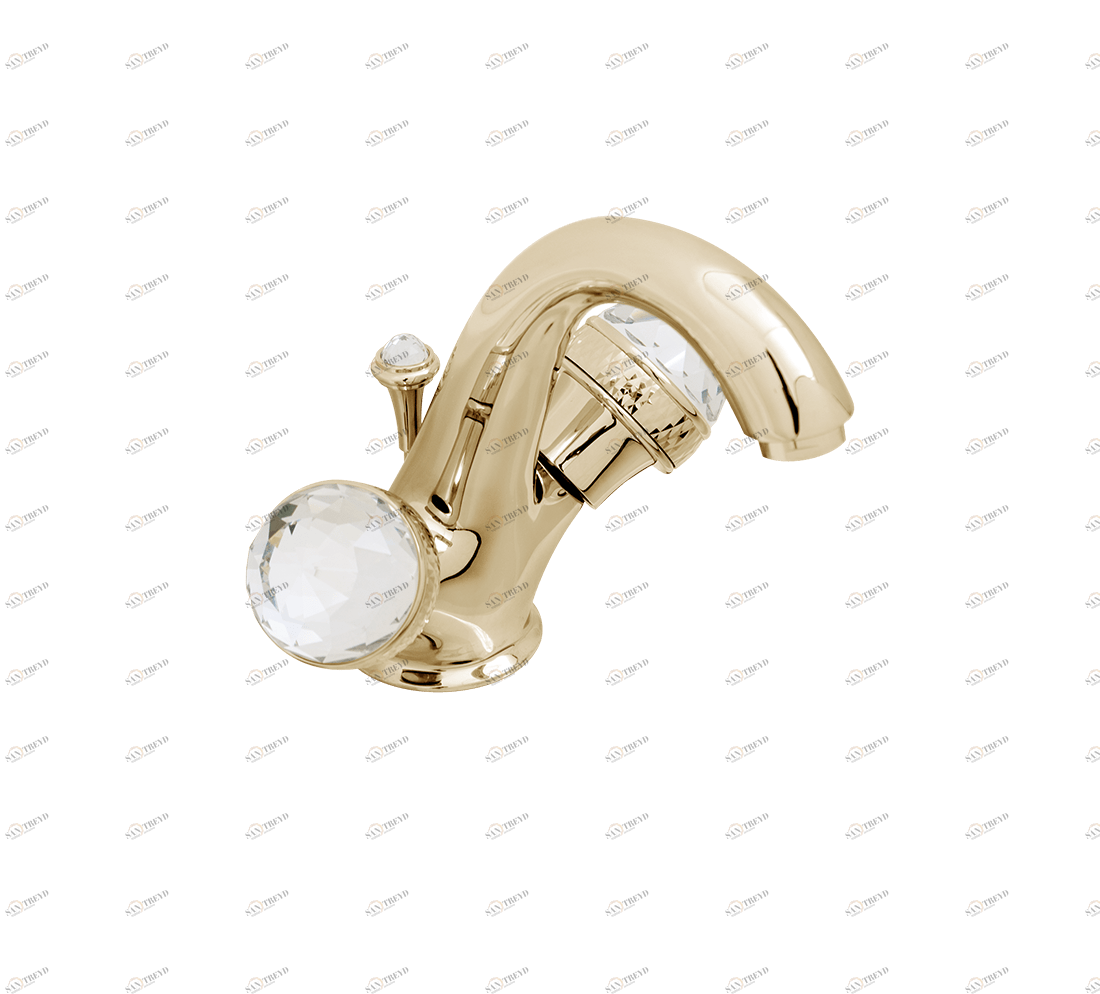 Gentry Home Смеситель для умывальника на три отверстия с выдвижным краном Crystal Incalux GH100949