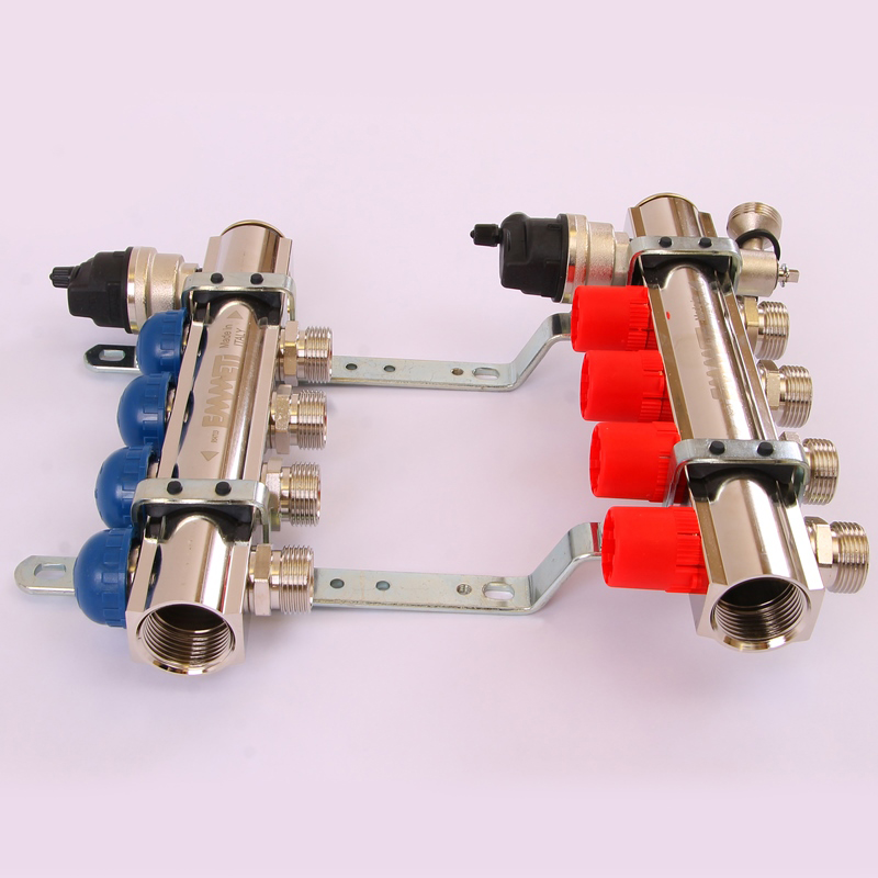 Коллекторная группа TOPWAY с регулировочными и термостатическими вентилями с резьбой под евроконус EMMETI 1"x3/4"ЕК 4 выхода 01298714 - Вид №2