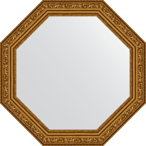 BY 3688 Зеркало в багетной раме - виньетка состаренное золото 56 mm EVOFORM Octagon