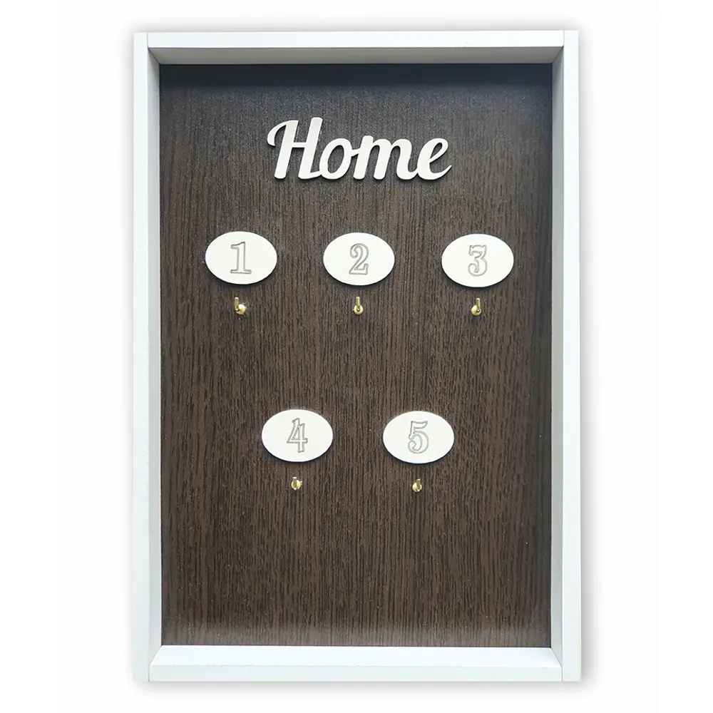 Ключница с 5 крючками Home 20x30x5 мм МДФ цвет белый 85097642 STLM-2157289 Santreyd 